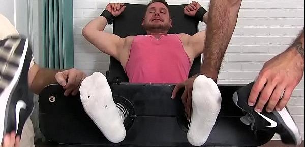  Submissive big man Hans Berlin tickled and pleased